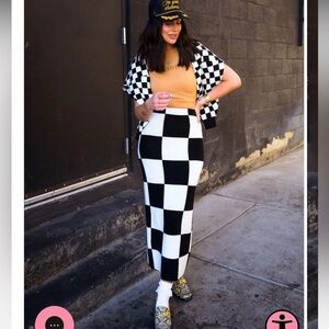 To the stars knit skirt in checkerboard